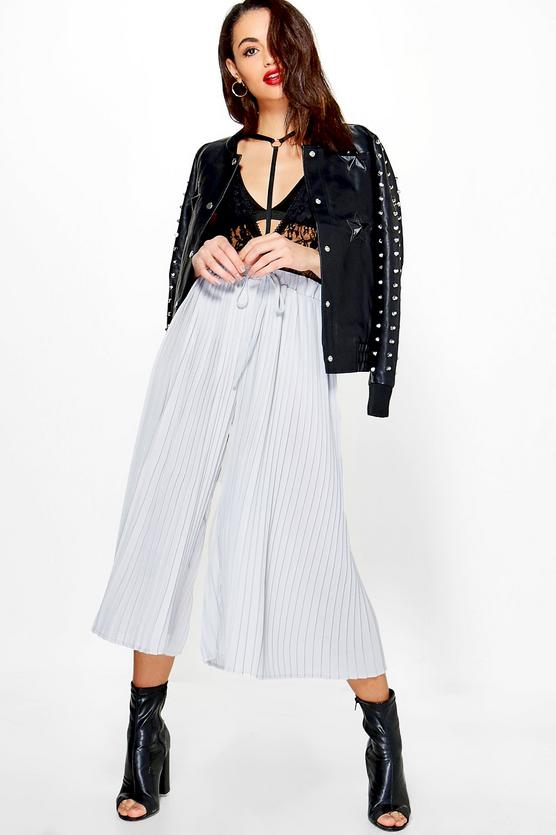 Ailani Pleated Tie Waist Woven Culottes